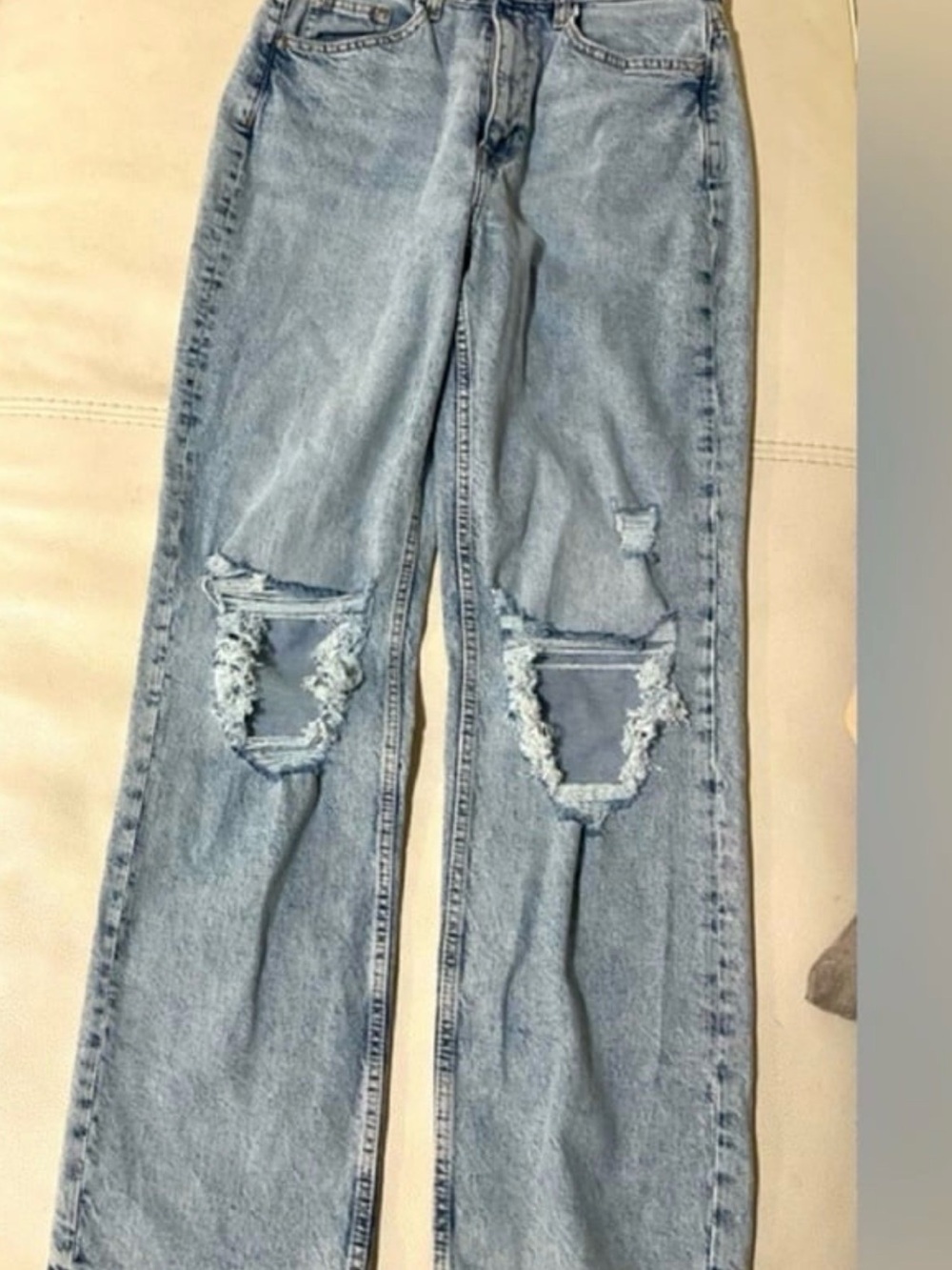 Divided Light Blue Distressed Wide-Leg Jeans